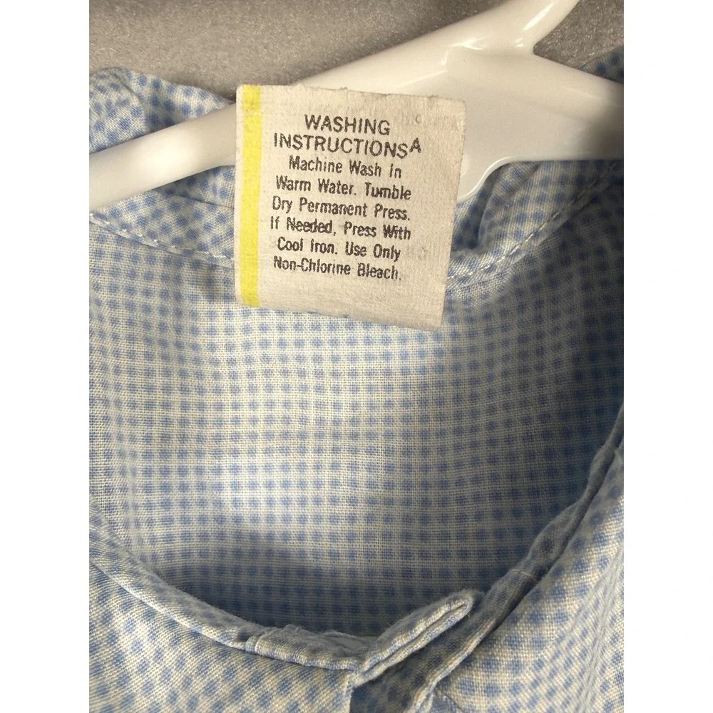Vintage Baby Boy Blue Gingham Shirt and Fishing Bear Embroidered Romper Set 12M